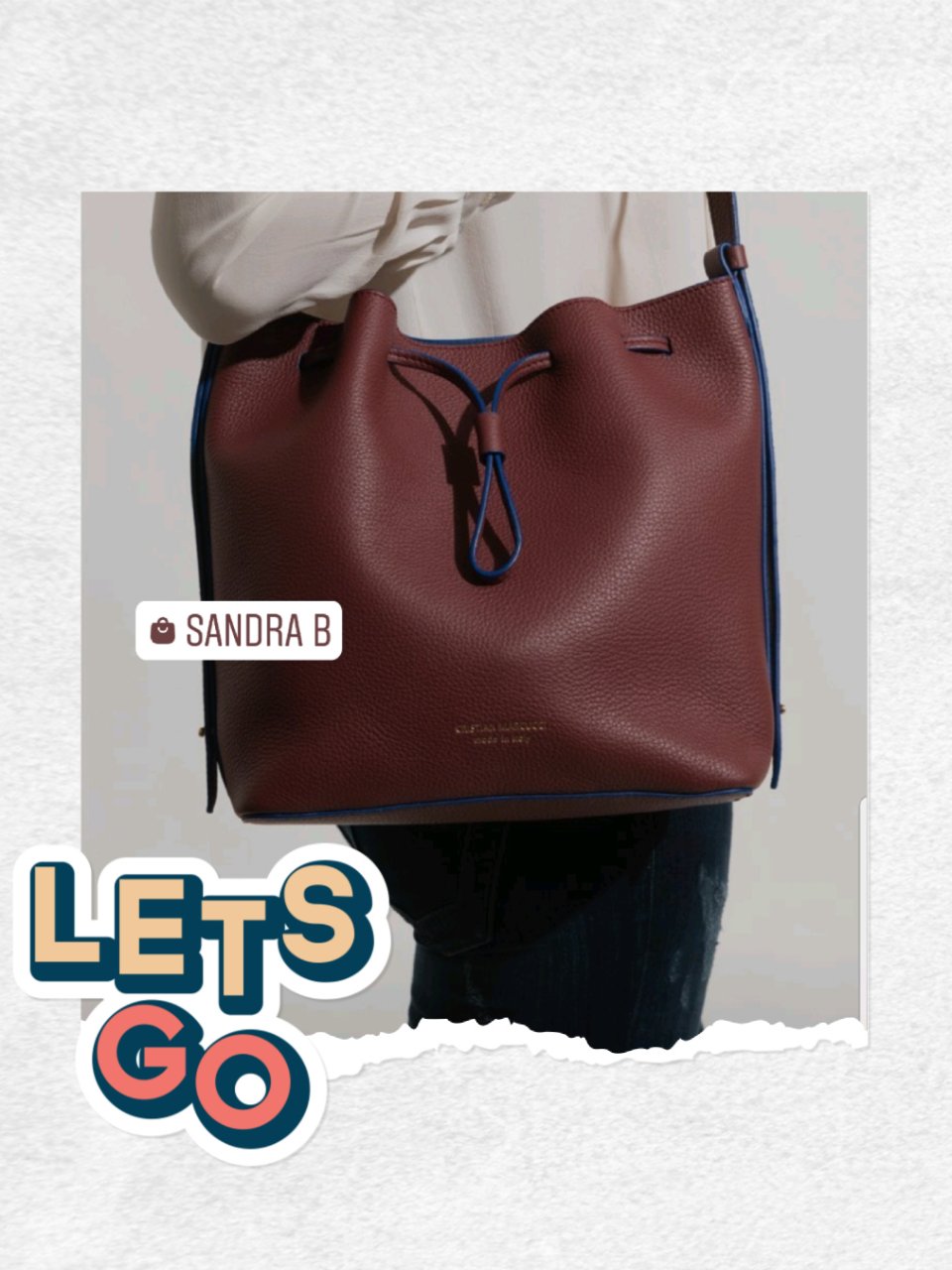 Sandra B Burgundy - Grained Calfskin Leather Bucket Bag | MIRTA