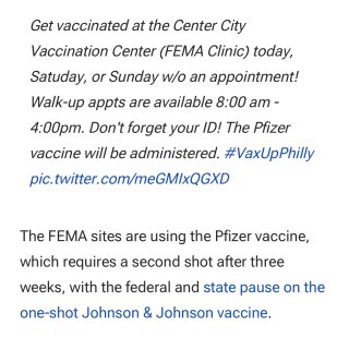 费城终于开放了16岁及以上人群的新冠疫苗...