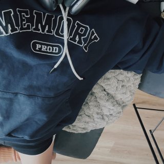 Memory Letters Embroidered Hoodie / Navy Blue – PROD