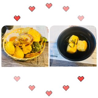 Veg tempura,Agedashi Tofu