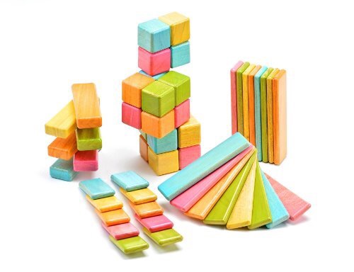 52 Piece Tegu Original Magnetic Wooden Block Set, Tints
