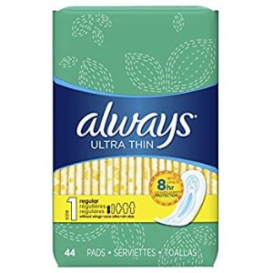 Always Ultra Thin Regular Absorbency Feminine Pads without Wings