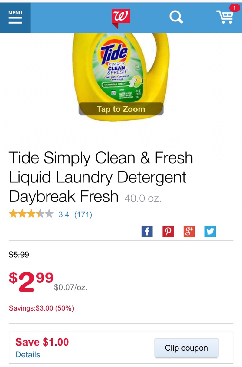 Tide Simply Clean & Fresh 洗衣液 40oz装
