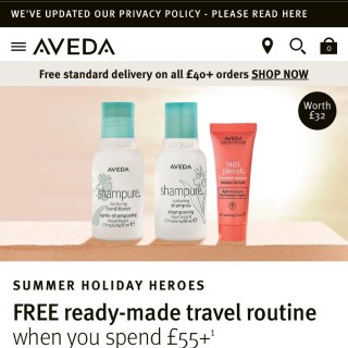 Aveda 滿額送travel set...