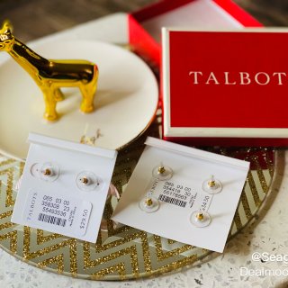 Talbots 🦙： 蝴蝶结🎀珍珠耳钉...