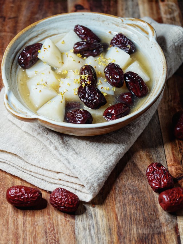 秋冬甜品分享|桂花红枣蒸山药