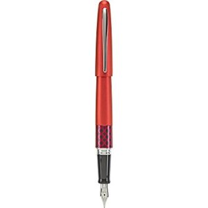 Pilot MR Retro Pop Collection Fountain Pen, Red Barrel with Wave Accent, Fine Nib, Black Ink (91432)