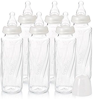 Evenflo 婴儿玻璃瓶奶瓶 8oz 6个 可兼容medela吸奶器 和 dr. brown的奶嘴