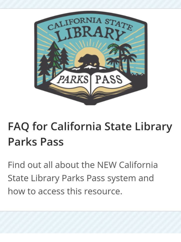 加州公立图书馆可以借state park...