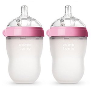 折扣升级：Comotomo 妈妈乳感防胀气硅胶奶瓶 8oz 两个装 粉色