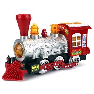 Velocity Toys Steam Train Locomotive Engine Car Bubble Blowing Bump & Go Battery Operated Toy Train w/Lights & Sounds @Amazon