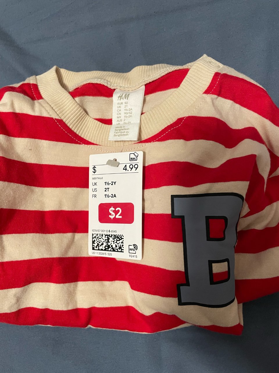 Chest-pocket T-shirt - White/red striped - Kids | H&M US