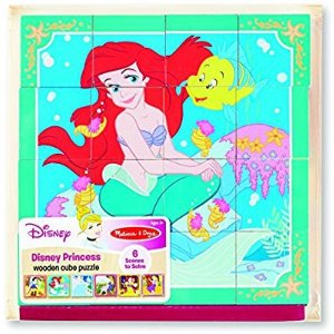 Melissa & Doug Disney Princess Wooden Cube Puzzle With Storage Tray - 6 Puzzles in 1 @ Amazon