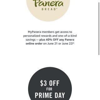 加入Panera会员免费得亚马逊$3 c...
