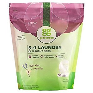 Grab Green Natural 3-in-1 Laundry Detergent Pods, Lavender with Vanilla, 60 Loads