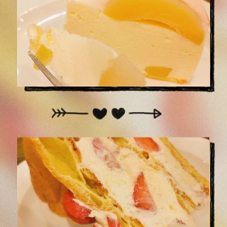 蛋糕,桃子,甜点,草莓