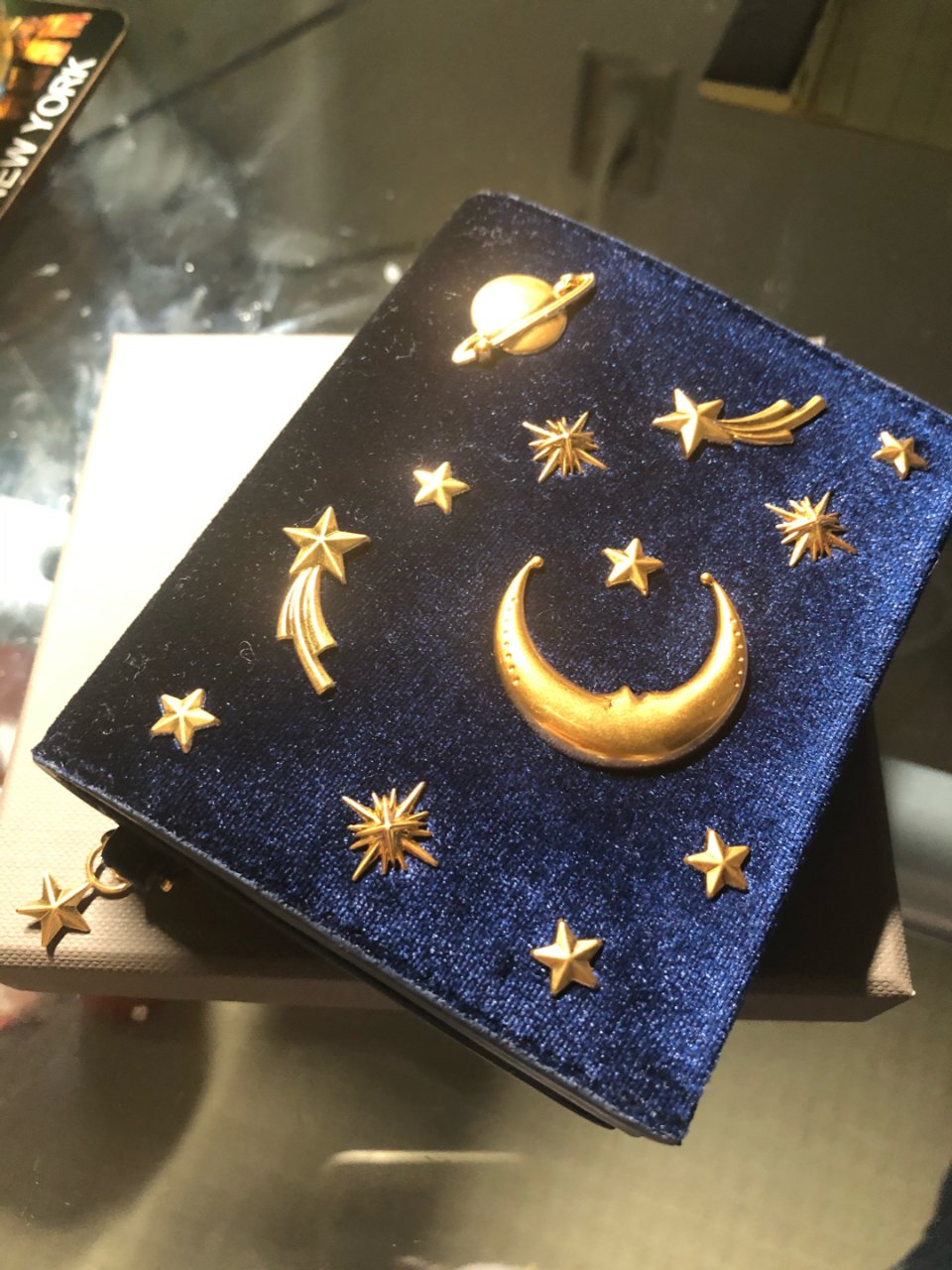 Charles & Keith,Snap Button Galaxy Embellished Velvet Card Holder