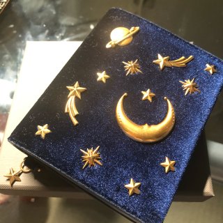 Charles & Keith,Snap Button Galaxy Embellished Velvet Card Holder