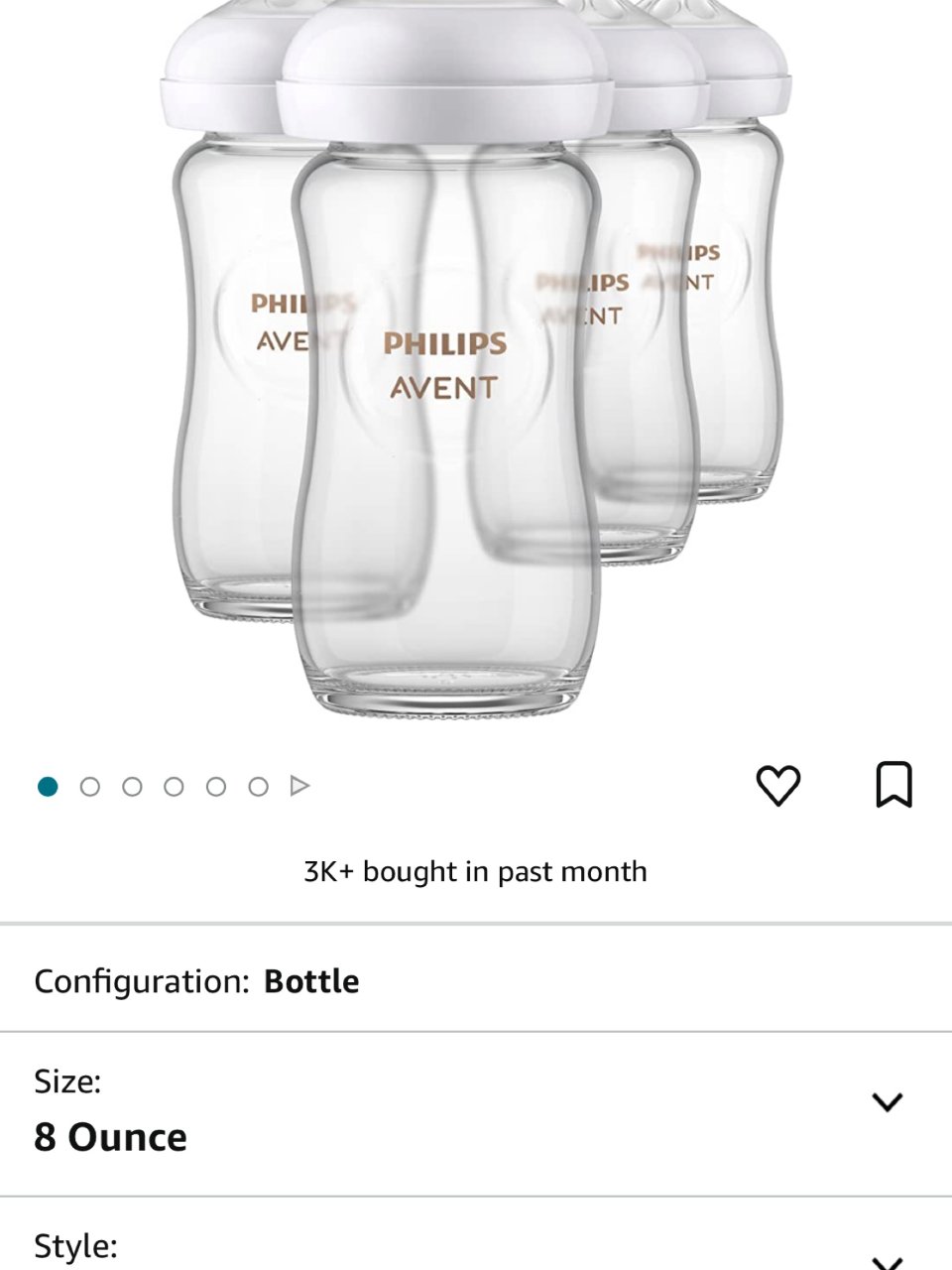 Philips AVENT Natural Baby Bottle with Natural Response Nipple, Clear, 9oz, 4pk, SCY903/04 : Baby