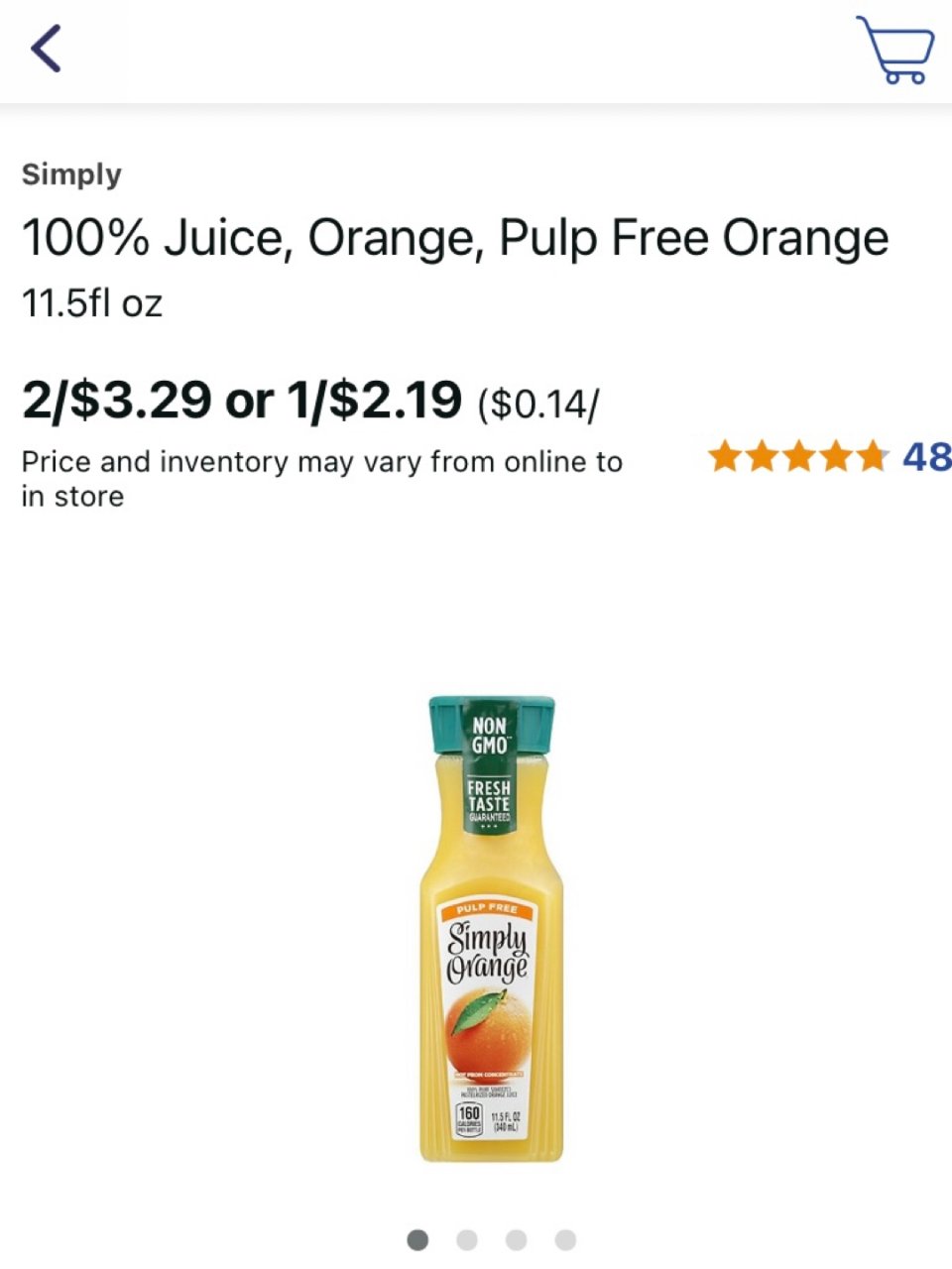 Simply 100% Juice, Orange, Pulp Free Orange | Walgreens
