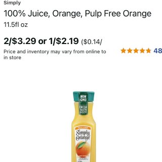 Simply 100% Juice, Orange, Pulp Free Orange | Walgreens