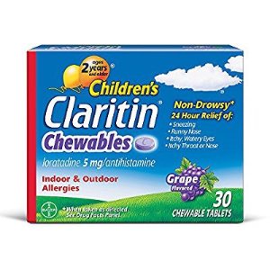 Children's Claritin 24 Hour Non-Drowsy Allergy Grape Chewable Tablet, 5 mg, 30 Count