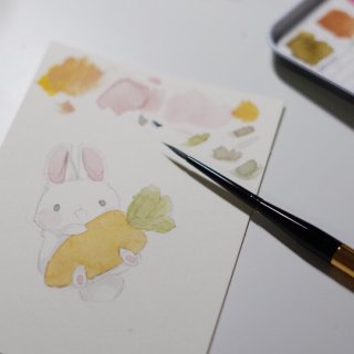 今日份的水彩练习 | 跟我一起画只小兔子...