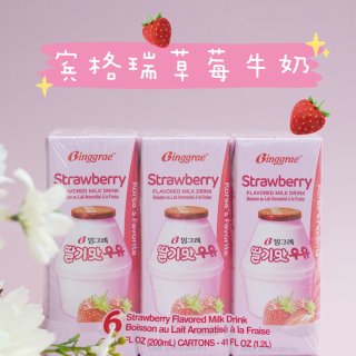 韩国BINGGRAE宾格瑞 草莓牛奶 6盒装 1200ml