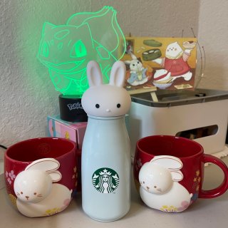 【兔年限定】韩国STARBUCKS星巴克 2023年限定兔兔杯子 不锈钢保温杯子奶瓶杯 薄荷绿 237ml - 亚米