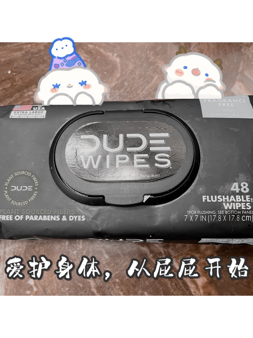 Amazon 亚马逊,DUDE 都德,DUDE Wipes Flushable Wipes Dispenser, Unscented Wet Wipes with Vitamin-E & Aloe for at-Home Use, Septic and Sewer Safe, 48 Count (Pack of 6) : Health & Household