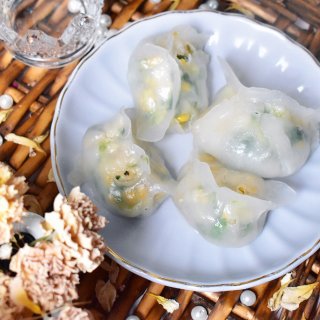 小白菜鸡肉玉米水晶饺+面卷团...