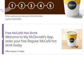 麦当劳送免费咖啡☕️...