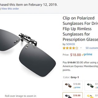 Amazon 免费 买太阳镜夹片啦...