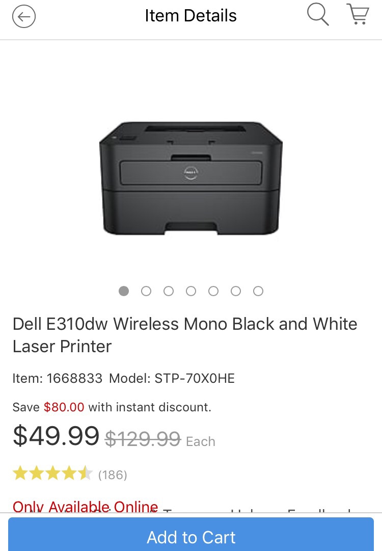 Dell e310dw wireless mono black and white laser printer | Staples