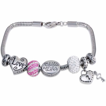 Connections from Hallmark Stainless Steel Limited Edition "Love" Charm Bracelet Set 串珠手链