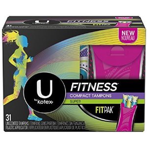 U by Kotex Unscented Super Absorbency Fitness Tampons with Fit Pak, 31 Count