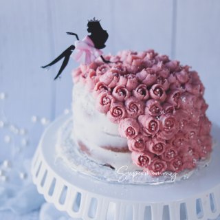 💓DIY剪影玫瑰裙蛋糕制作💓...