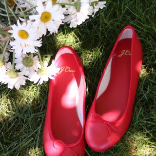 J.Crew: Classic Unstructured Leather Ballet Flats For Women