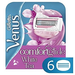Gillette Venus Women's Comfortglide Scented 3 Blade Moisture Bar Razor Refills, 6 Count, White Tea