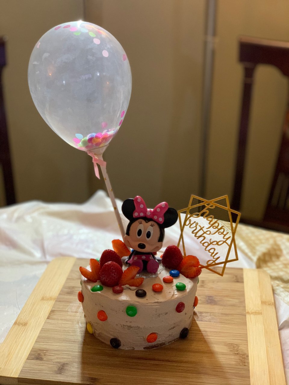 M&M's,Minnie Mouse,草莓,Happy birthday,氣球,戚风蛋糕