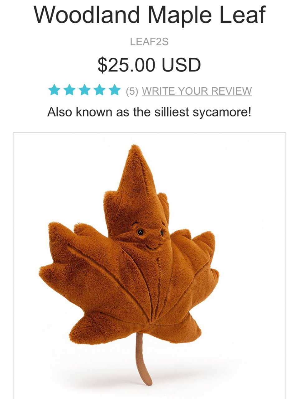 Buy Woodland Maple Leaf - Online at Jellycat.com