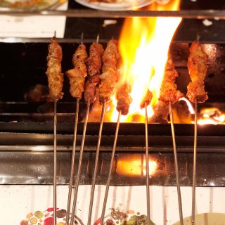法拉盛朝鲜族串店 - 自己围着火堆烤羊肉...