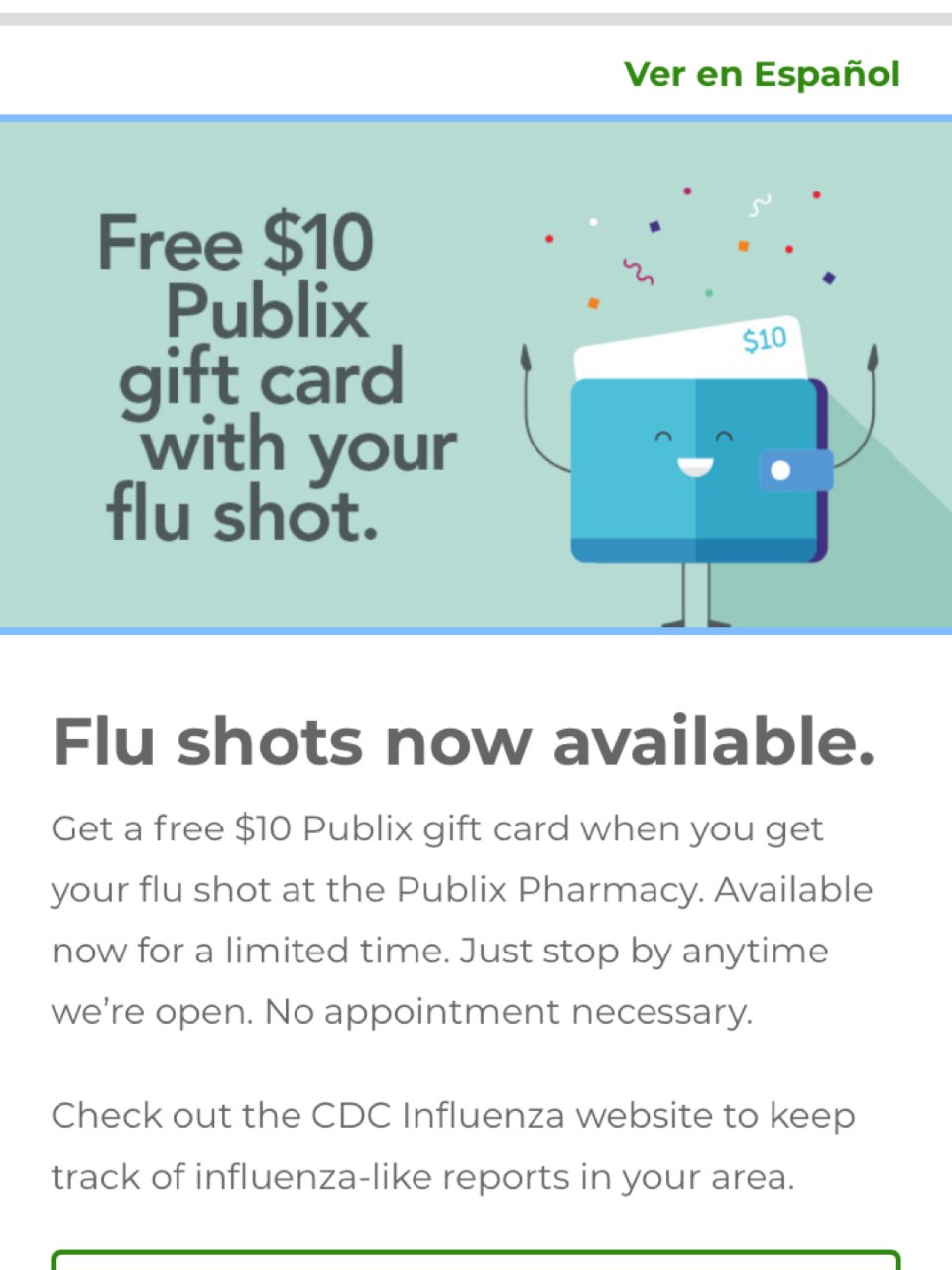 免费接种流感疫苗，还能得$10...