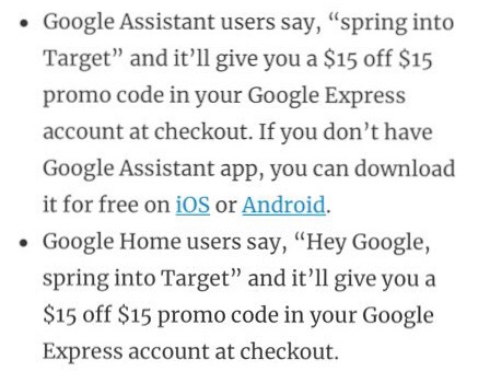 通过Google express在target购物满$15-15