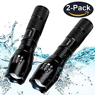 Wsky LED Tactical Flashlight -Best S1800 Powerful Waterproof Flashlight - Perfect for Camping Biking Home Emergency or Gift-Giving (Batteries Not Included)