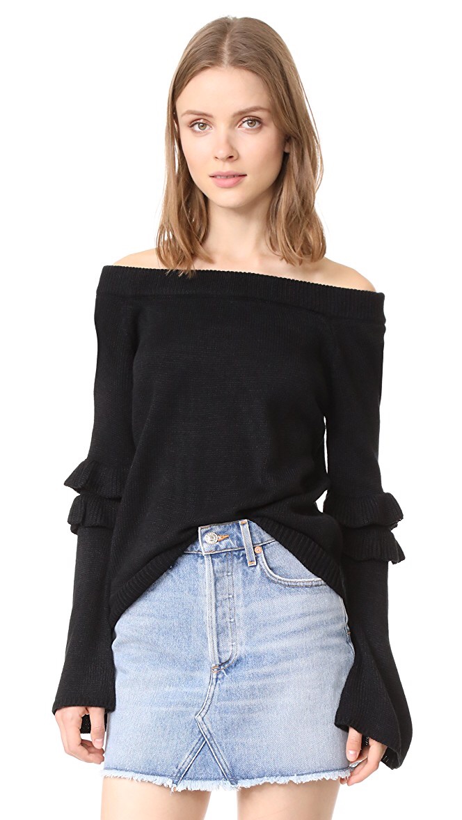 After Market Off Shoulder Ruffle Sweater 露肩毛衣