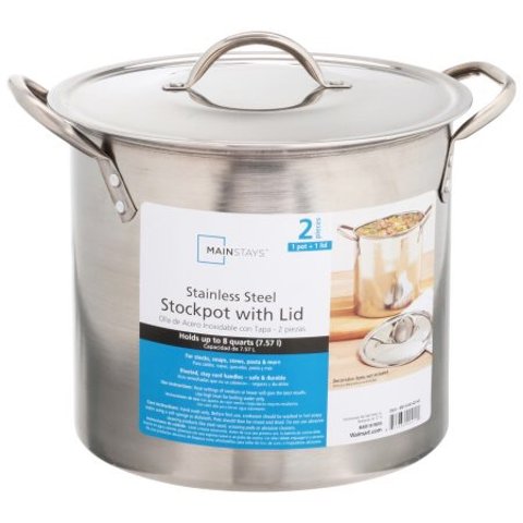 MAINSTAYSMainstays 8-Quart Stock Pot with Lid, Stainless Steel