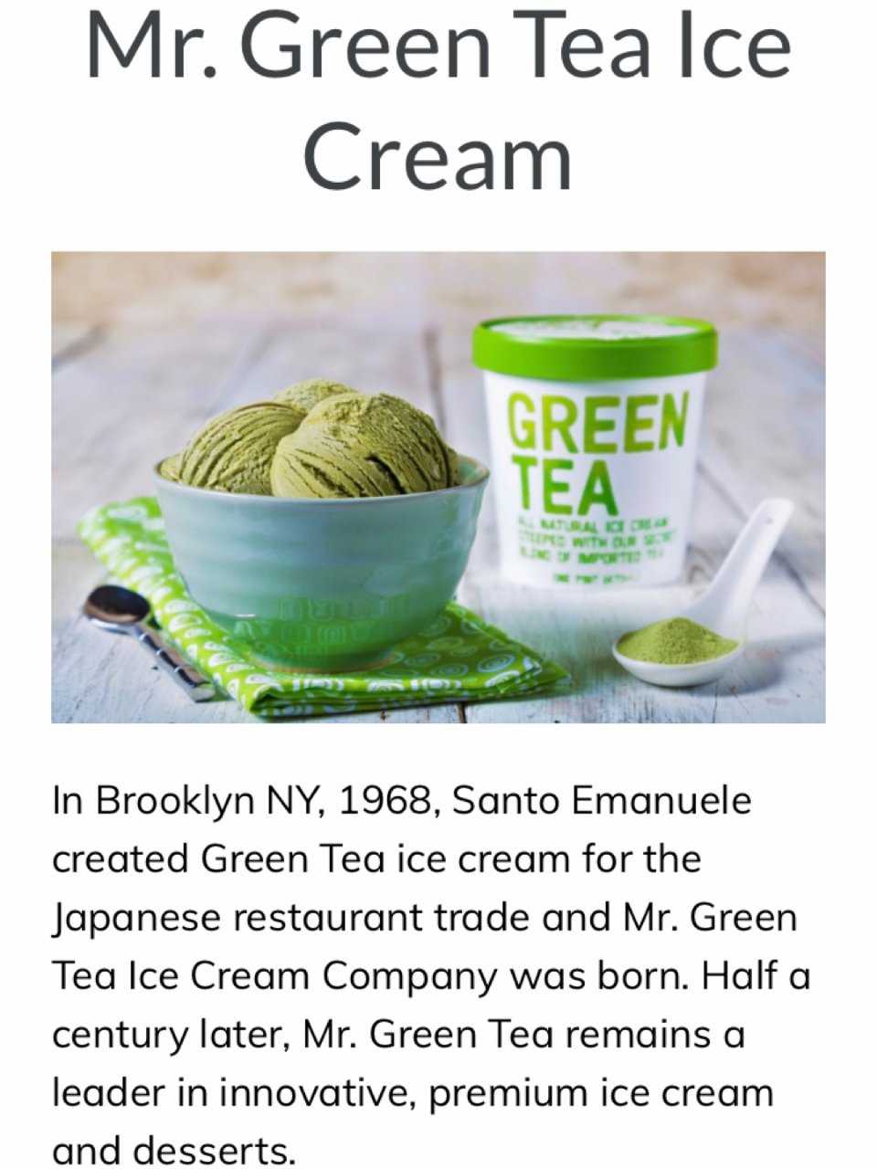 Mr Green Tea Ice Cream