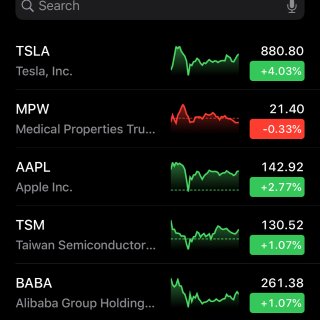 iPhone自带stocks app