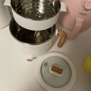 不锈钢 高颜值 电蒸煮锅 小火锅锅 Dezin Electric Hot Pot with Steamer, 1.5L Stainless Steel Ramen Cooker, 2 in 1 Shabu Shabu Hot Pot, Multifunctional Cooker with Overheating Protection for Stew, Noodles ( Egg Rack Included): Home & Kitchen